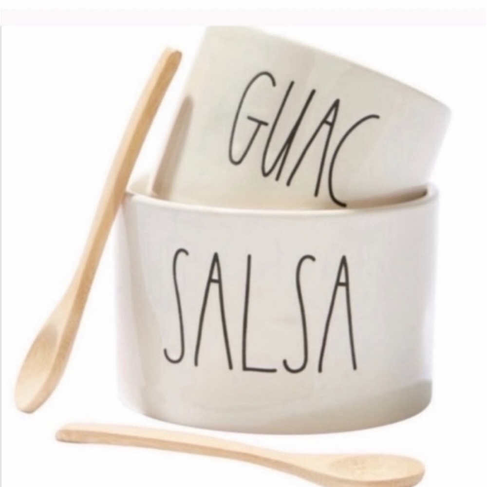Rae Dunn SALSA & GUAC Bowl and Spoon Set
(NWT)